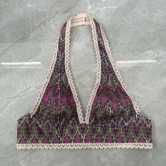 Women’s Free People Boho Patterned Lace Halter Bralette Top XS - Picture 1 of 16